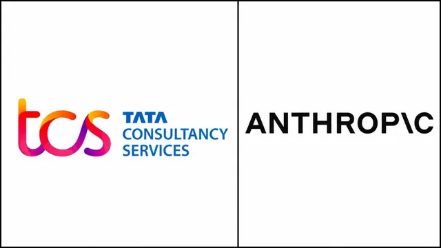 Logo của TCS và Anthropic trên nền công nghệ